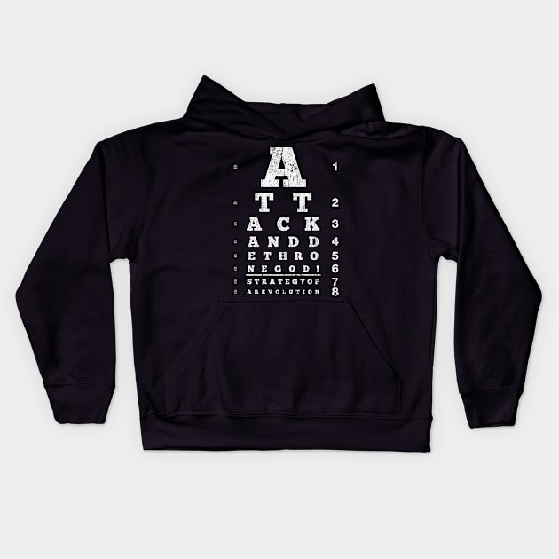 Attack and Dethrone God Kids Hoodie by huckblade